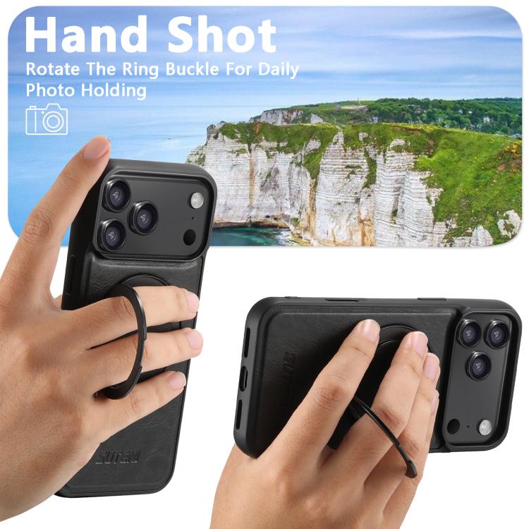 Case iPhone 17 Pro Max # Pre-order * Suteni เคสโทรศัพท์แบบหมุนได้ 360 องศา G3 Oil Wax MagSafe Back (สีดำ) *