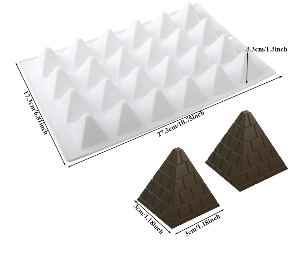 แม่พิมพ์ซิลิโคน ปิรามิด 24 ช่อง 3*3*3.3 cm 15g 005844