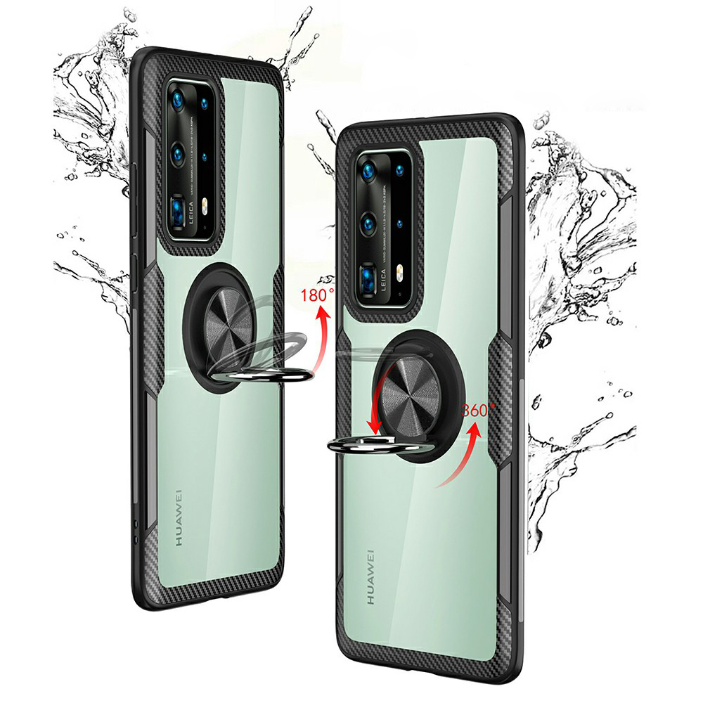 Case Huawei P40 Pro / Pre-order * เคสแหวนนิ้วขาเคส TPU + PC + เคสไฮบริดโลหะ [แผ่นโลหะแม่เหล็กในตัว] *