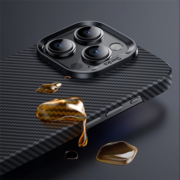 Case iPhone 15 Pro Max # Pre-order * BENKS ทำจากเส้นใยอะรามิดเคฟล่าร์ 600D + ฮาร์ดพีซี + กรอบเลนส์อลูมิเนียมอัลลอยด์, การป้องกันแบบเต็มรูปแบบ *