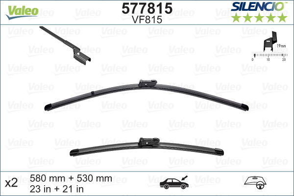 ใบปัดน้ำฝน-คู่หน้า RANGE ROVER EVOQUE (ขนาด 23+21 นิ้ว) "VALEO" / VF815