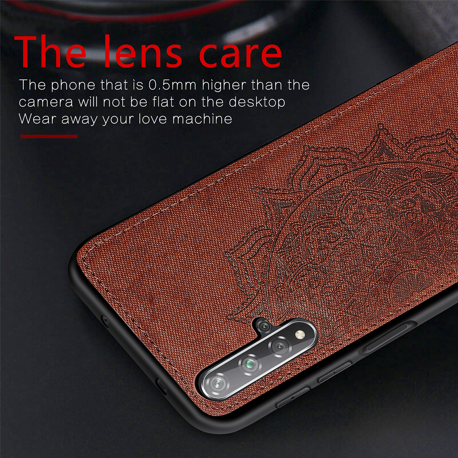 Case Huawei Nova 5T / พร้อมส่ง * เคสพิมพ์ Mandala ดอกไม้ PC + TPU + ผ้า - น้ำเงิน *