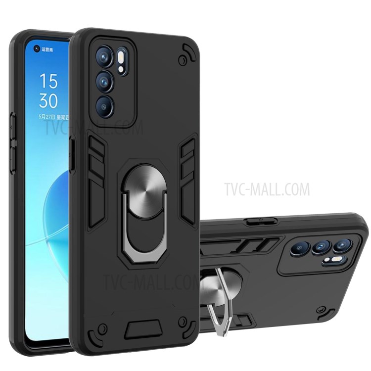 Case OPPO Reno6 5G # Pre-Order * เคส Hybrid Hard PC Soft TPU เคสกันกระแทกพร้อมขาตั้งวงแหวนสำหรับติดรถยนต์ *