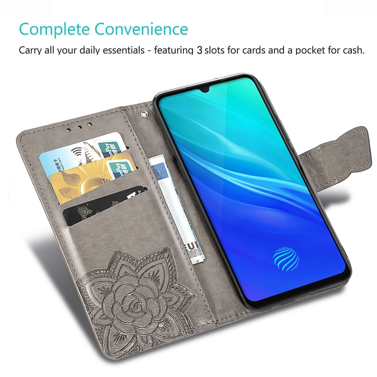 Case Vivo S1 / Pre-Order * ผีเสื้อรักดอกไม้ลายนูนแนวนอนพลิกซองหนังพร้อมตัวยึดและช่องเสียบการ์ดและกระเป๋าสตางค์และเชือกเส้นเล็ก *