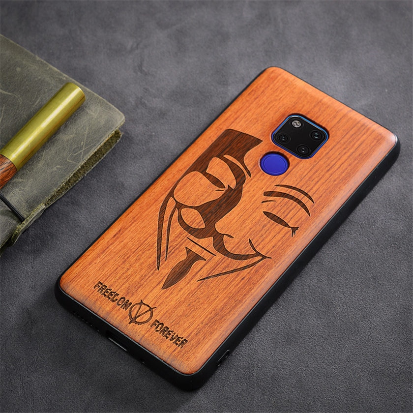 Case Huawei Mate 20 X / Pre-order * เคสหรูหราปกหลัง TPU ไม้แกะสลัก สลิม Coque Boogie Original *