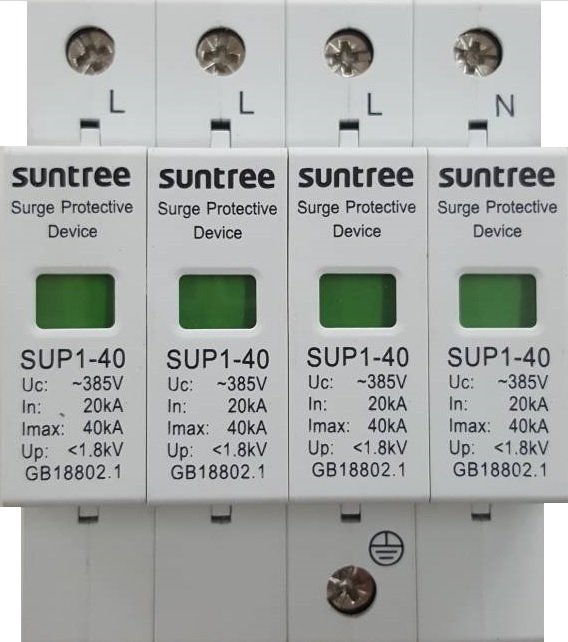 ตัวป้องกันฟ้าผ่าฝั่ง AC สำหรับระบบไฟ 3 เฟส ขนาดกระแสสูงสุด 40kA (Three Phase AC Surge Protector 40kA)