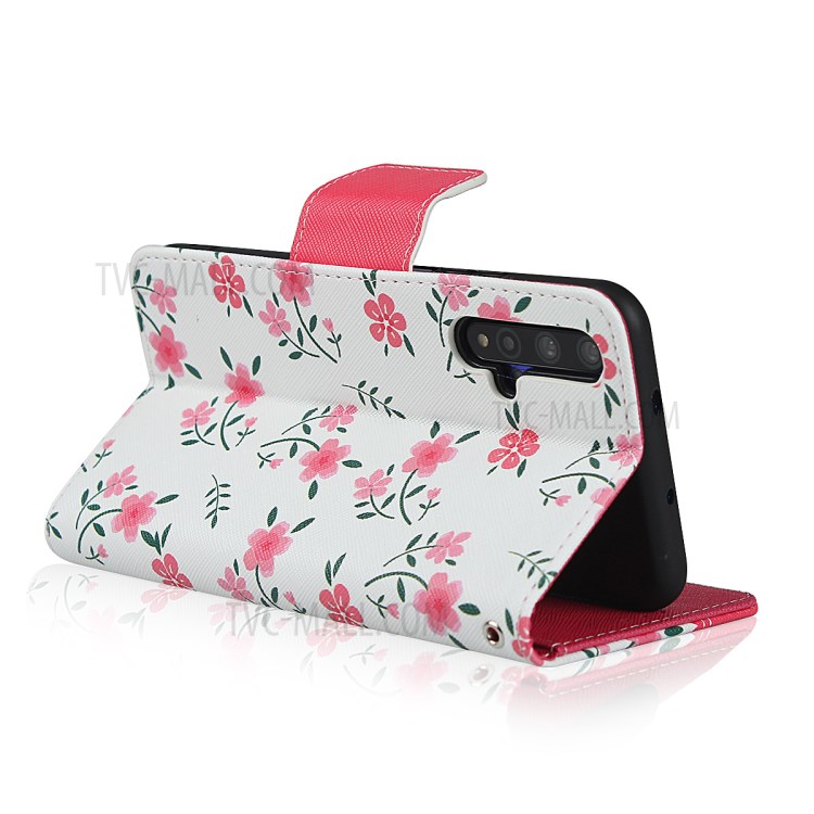 Case Huawei Nova 5T / Pre-order * เคสพิมพ์ลายดอกไม้พื้นผิวหนัง PU + TPU สไตล์กระเป๋า: 3 ช่องเสียบการ์ด + กระเป๋าเงินสด 1 ช่อง *