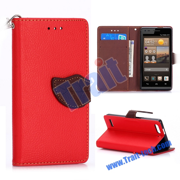 Case Huawei G6 / Pre-order * ผิวลิ้นจี่ ปิดด้วยรูปร่างใบไม้ พร้อมกับสายคล้องข้อมือ *