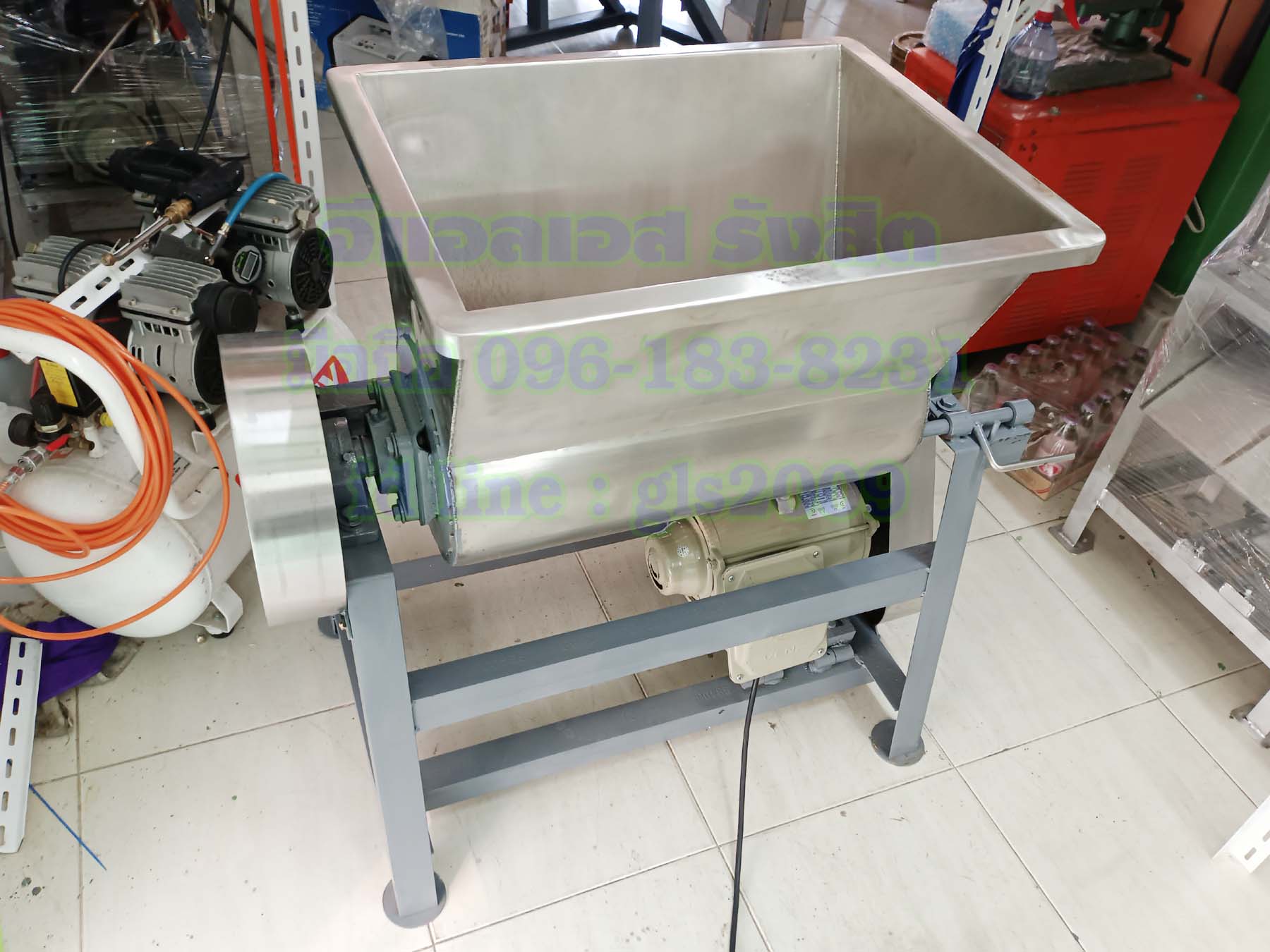 เครื่องนวดแป้งขนมจีนถังสแตนเลสอ๊าคก้อนแขนสแตนเลส