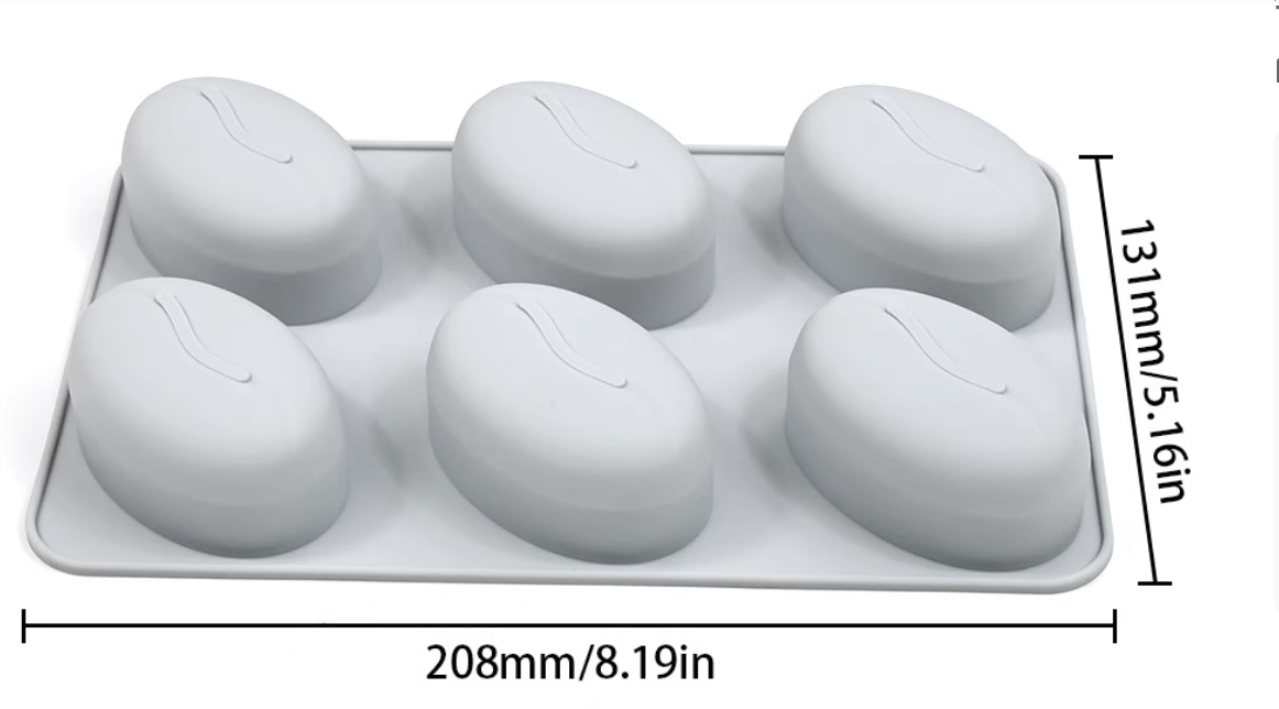แม่พิมพ์ซิลิโคน เมล็ดกาแฟ 55 g 6 ช่อง 4.5*6.8*3 cm 005306