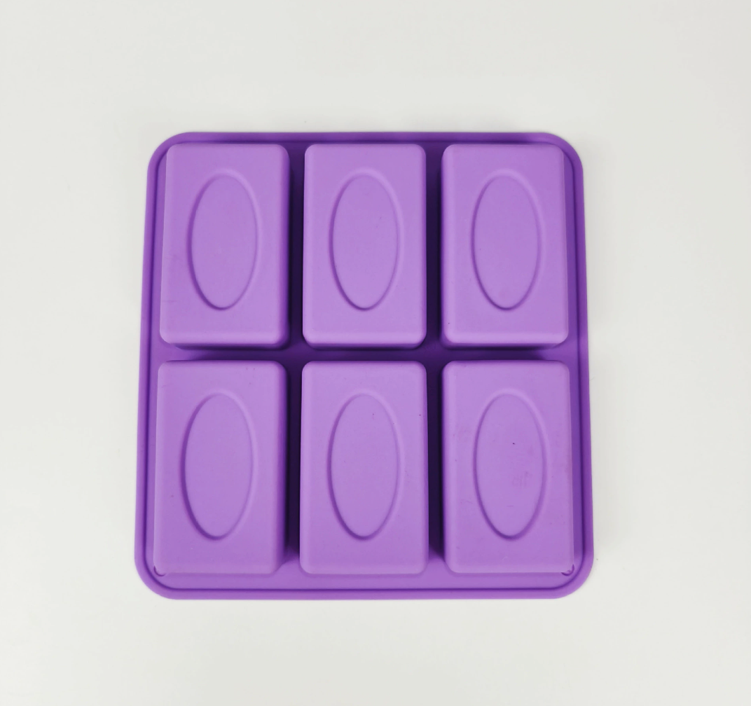 แม่พิมพ์ซิลิโคนสี่เหลี่ยมผืนผ้า มีขอบ 6 ช่อง 5*8.5*3.5 cm 100g 005852