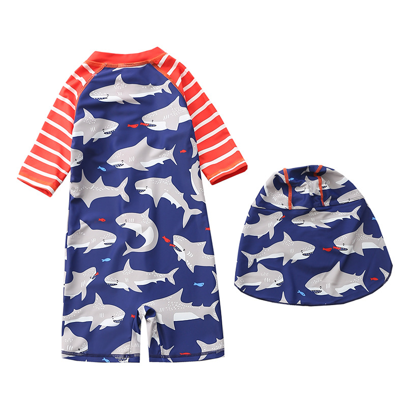 ชุดว่ายน้ำ พร้อมหมวก ลายฉลาม ไซส์ S