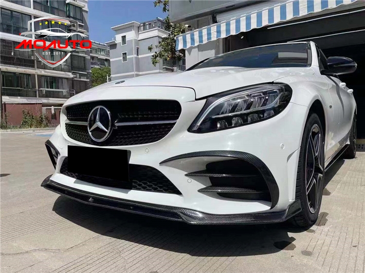 ลิ้นหน้าเพียวคาร์บอนแท้สำหรับ C CLASS W205 AMG 2019-2022 (Facelift)