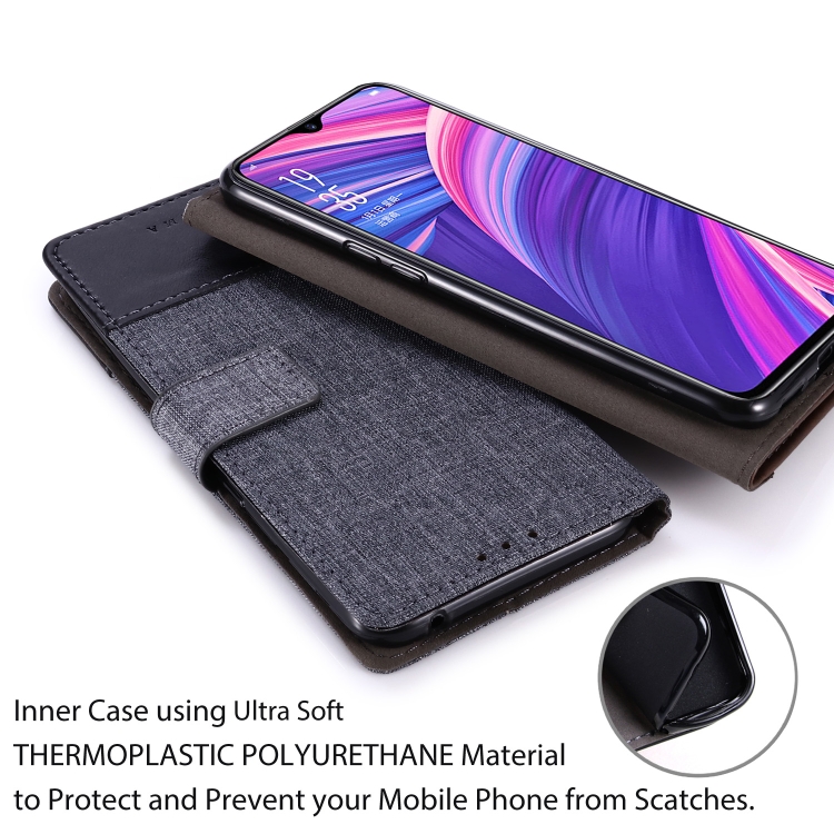 Case OPPO R17 Pro / Pre-Order * MUXMA MX102 เคสผ้าใบหนังพร้อมขาตั้งและช่องเสียบการ์ดและฟังก์ชั่นกระเป๋าสตางค์ *