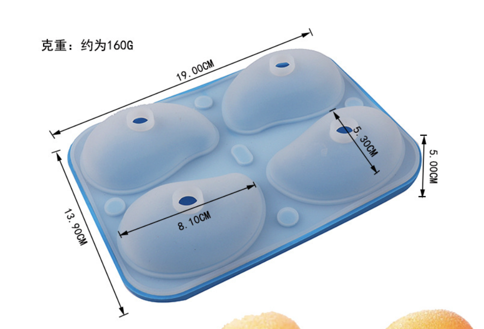 แม่พิมพ์ซิลิโคน มะม่วง 4 ช่อง 3D 120 g 5.5*8*5 cm. 005048