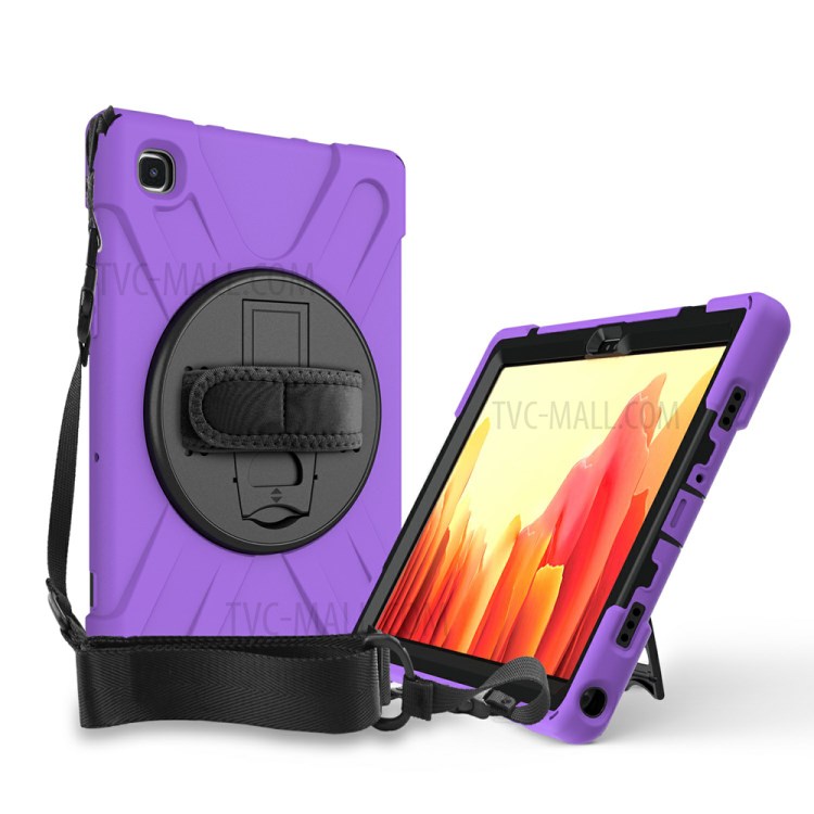 Case Samsung Galaxy Tab A7 (2020)/ Pre-Order * [สายคล้องมือในตัว] พีซีแบบหมุนได้ 360 ° + ซิลิโคน Combo Kickstand Shell พร้อมสายคล้องไหล่ *