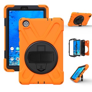 Case Lenovo Tab M8 /Tab M8 (2nd Gen) # Pre-Order * เคส PC หมุนได้ 360 องศา + เคสแท็บเล็ตซิลิโคนแบบมีขาตั้งพร้อมสายคล้องมือและสายคล้องไหล่ *