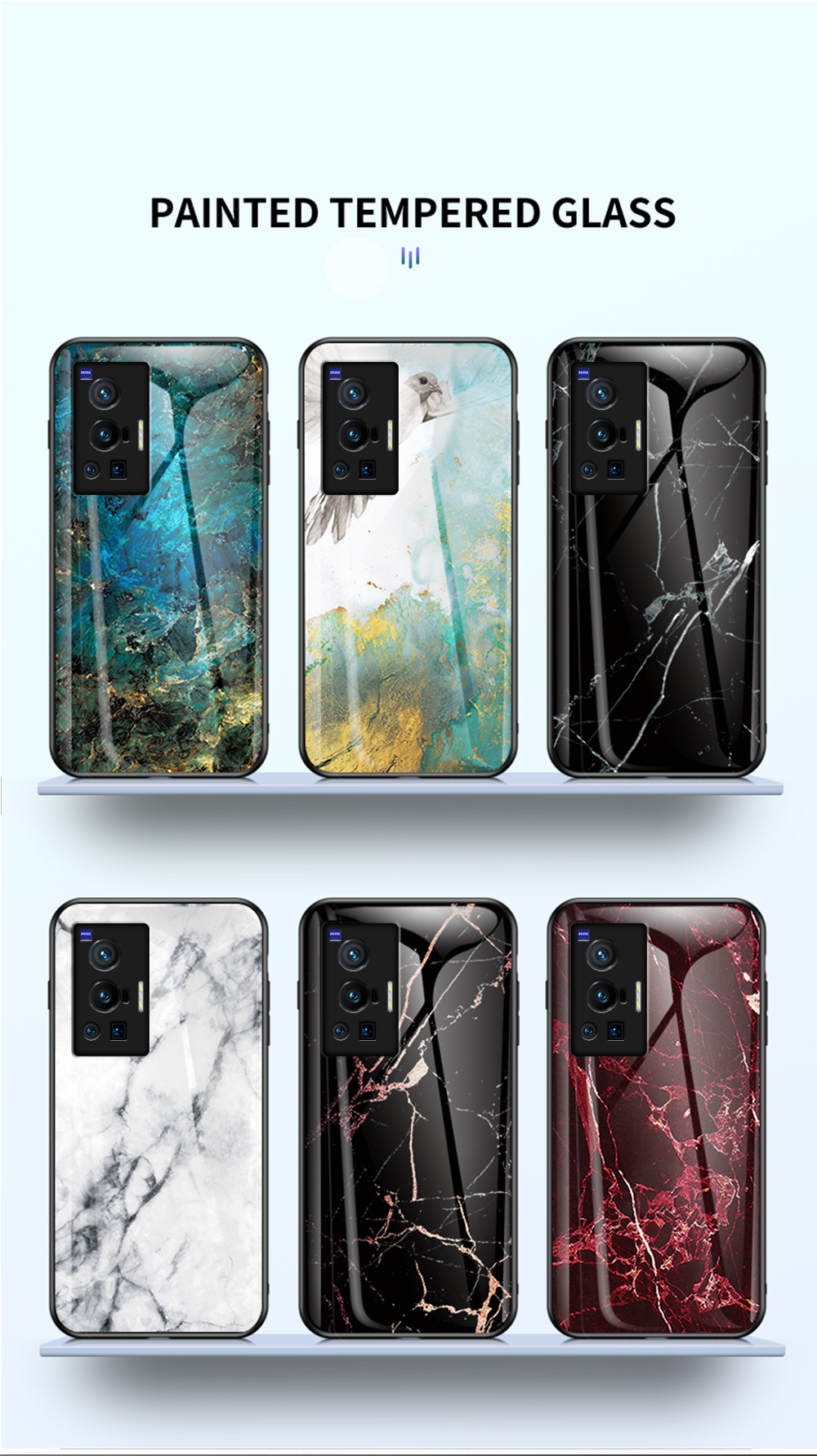 Case Vivo X70 Pro # Pre-orde * เคสปกกระจกกันกระแทกลายหินอ่อน + PC + TPU Hybrid *