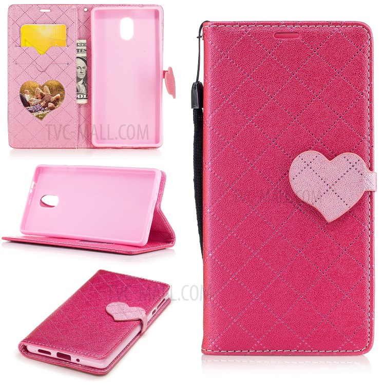 Case Nokia 3 / Pre-order * เคสหนังกระเป๋าสตางค์หัวใจรักสีตัดกัน *