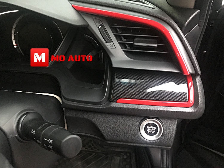 ครอบแผงคอนโคลหน้าคาร์บอนแถบแดง Type-R Style CIVIC FC / FK