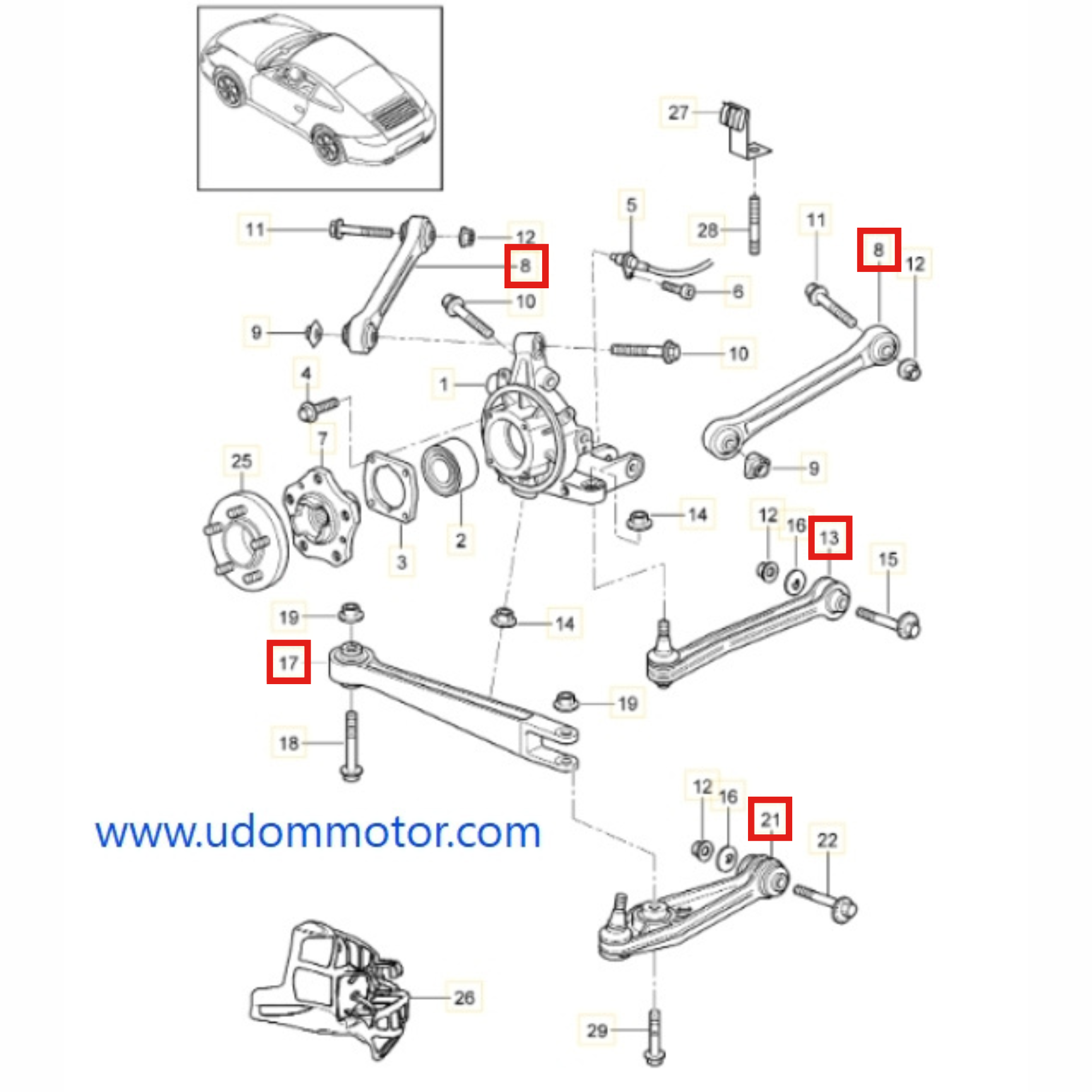 PORSCHE 911 ปีกนกล่าง ล้อหลัง / ยี่ห้อ CTE / 99733105302 99634194100 99634106300 99634105317 99634105305