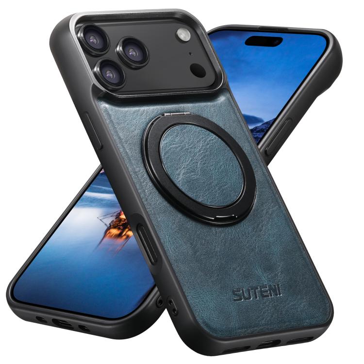 Case iPhone 17 Pro Max # Pre-order * Suteni เคสโทรศัพท์แบบหมุนได้ 360 องศา G3 Oil Wax MagSafe Back (สีดำ) *