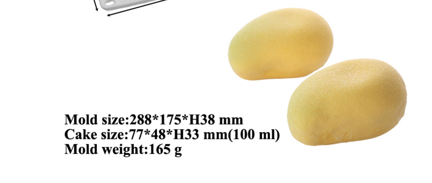 แม่พิมพ์ซิลิโคน มะม่วง 6 ช่อง 90 g 5.5*8*3.5 cm. 005049