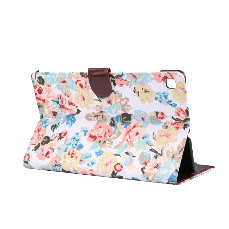 Case Samsung Galaxy Tab S6 Lite / Pre-Order * เคสดอกไม้แบบผ้า & Sleep / Wake-up ฟังก์ชั่น และช่องเสียบการ์ดและกระเป๋าสตางค์ *