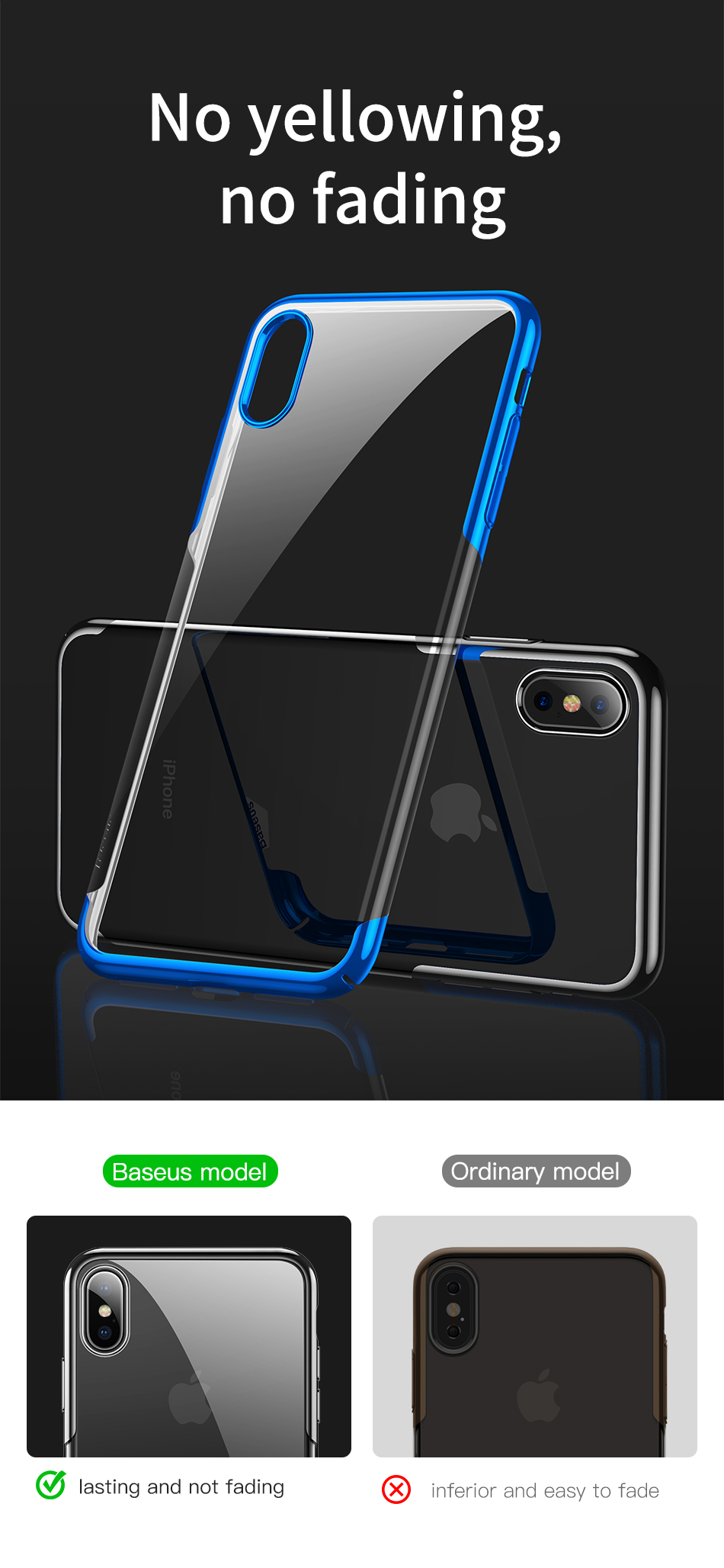 Case iPhone X, iPhone XS / Pre-Order * BASEUS วัสดุ PC ที่เลือกมีความเหนียวสูง *