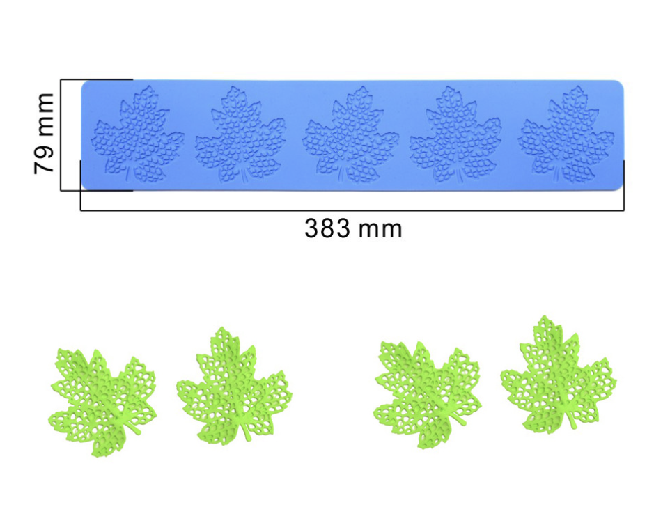 แม่พิมพ์ซิลิโคนตกแต่งใบเมเปิ้ล 5 ช่อง 6.5*7*0.1 cm 005325