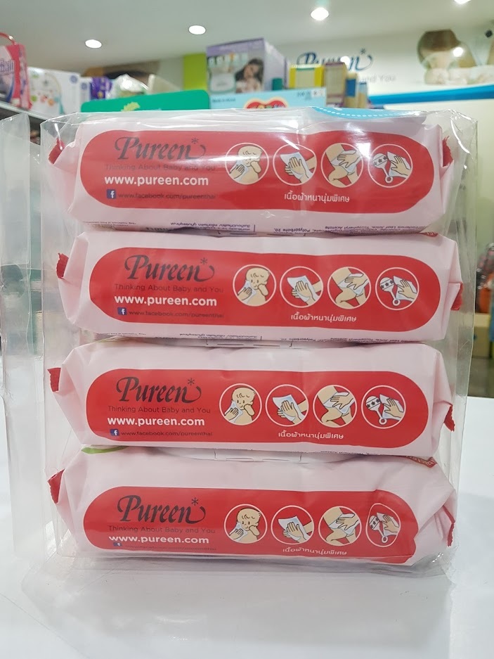 Pureenทิชชู่เปียกแอนตี้แบคทีเรีย70แผ่น แพค4ห่อ สูตรไฮจีน แอนตี้แบคทีเรียล