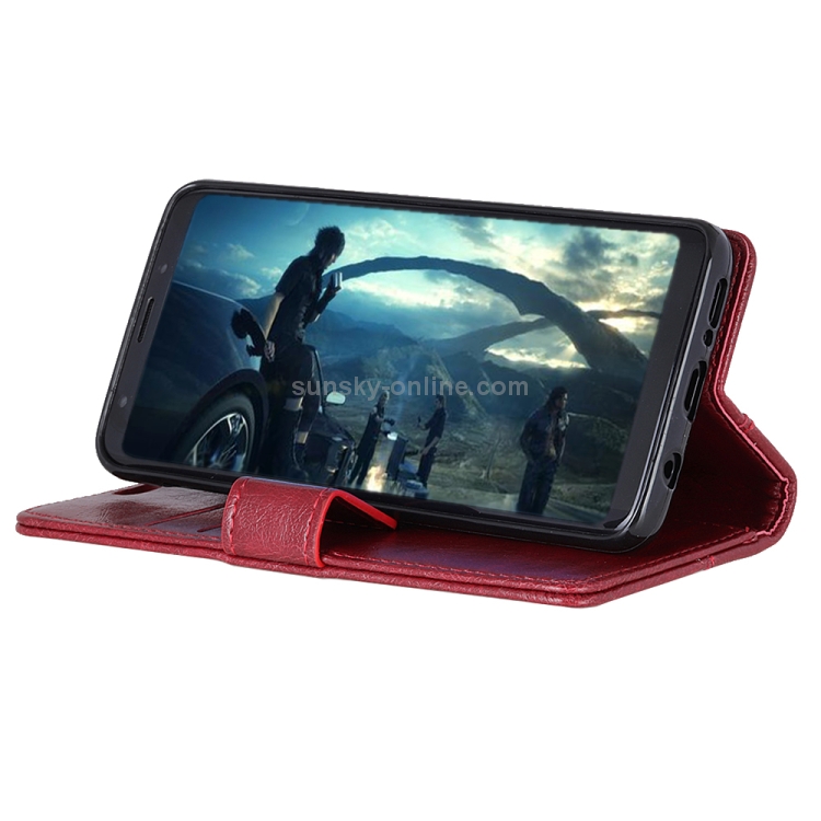 Case OPPO R17 Pro / Pre-Order * ทองแดง Buckle Nappa Texture ซองหนังใส่ในแนวนอนพร้อมที่วางและช่องเสียบการ์ดและกระเป๋าสตางค์ *