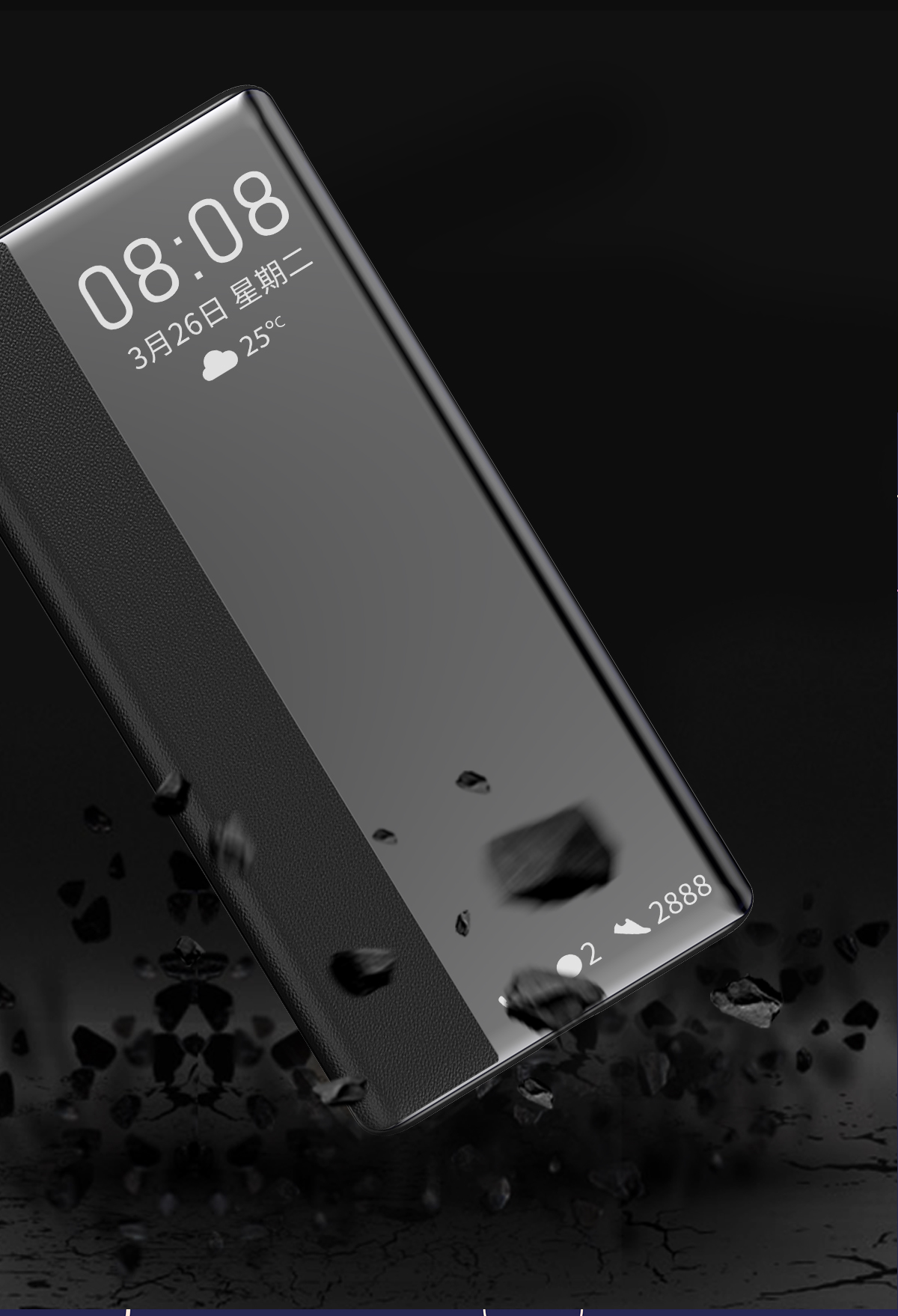 Case Huawei P40 Pro / Pre-order * เคสView Window Flip Leather Cover ทำจากวัสดุหนัง PC + PU หน้าต่างโปร่งแสงเพื่อการดูข้อมูลที่ง่าย *