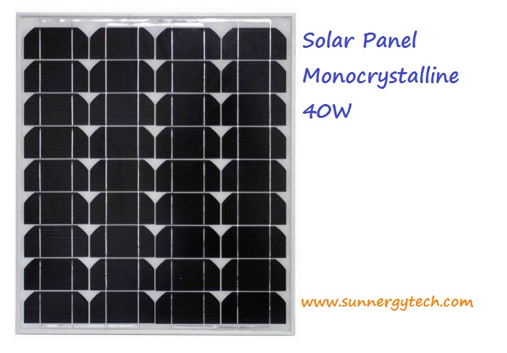แผงโซล่าเซลล์ ชนิด Mono-Crystalline ขนาด 40W