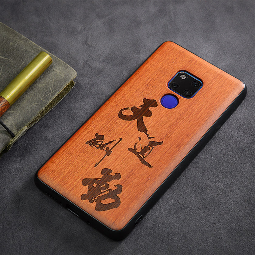 Case Huawei Mate 20 X / Pre-order * เคสหรูหราปกหลัง TPU ไม้แกะสลัก สลิม Coque Boogie Original *