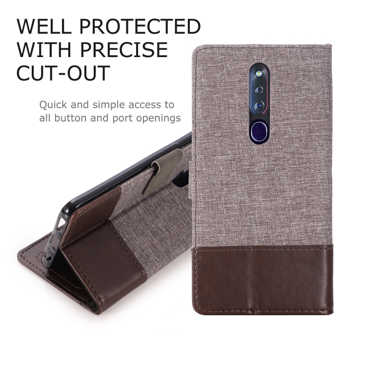 Case OPPO F11 Pro / Pre-Order * MUXMA MX102 แนวนอนพลิกกรณีผ้าใบหนังพร้อมขาตั้งและช่องเสียบการ์ดและฟังก์ชั่นกระเป๋าสตางค์ *