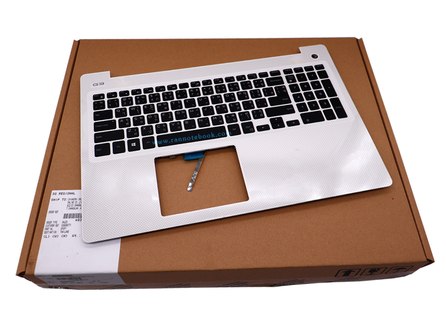 Keyboard Dell G3 3579 แท้ ไทย อังกฤษ มีไฟ บอดี้บน Dell 3579 คีย์บอร์ดโน๊ตบุ๊ค Dell 3579 แป้นพิมพ์ Dell 3579 แท้ ประกันศูนย์ Dell Thailand ราคา พิเศษ