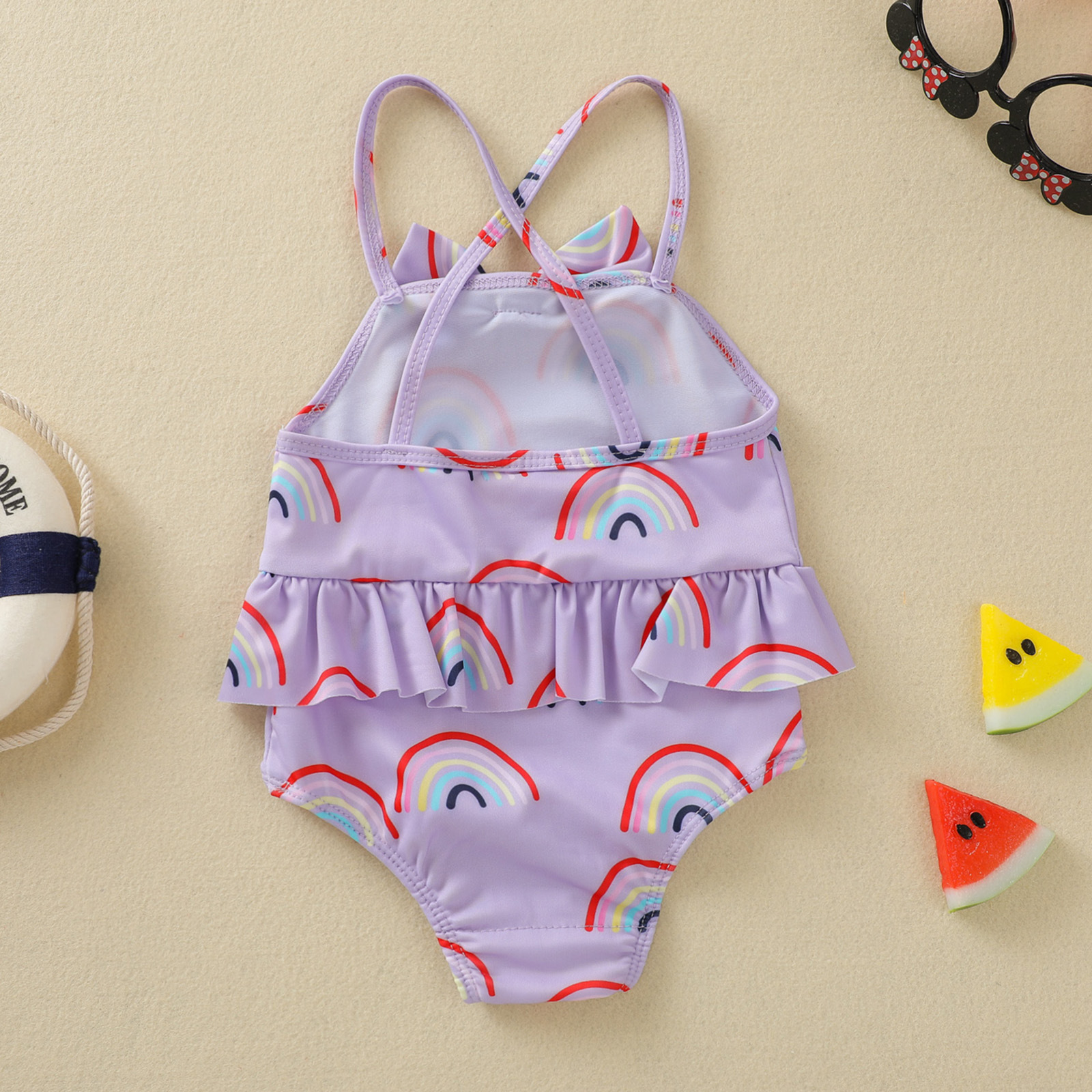 ชุดว่ายน้ำ ลายรุ้ง สีม่วง ไซส์ 90