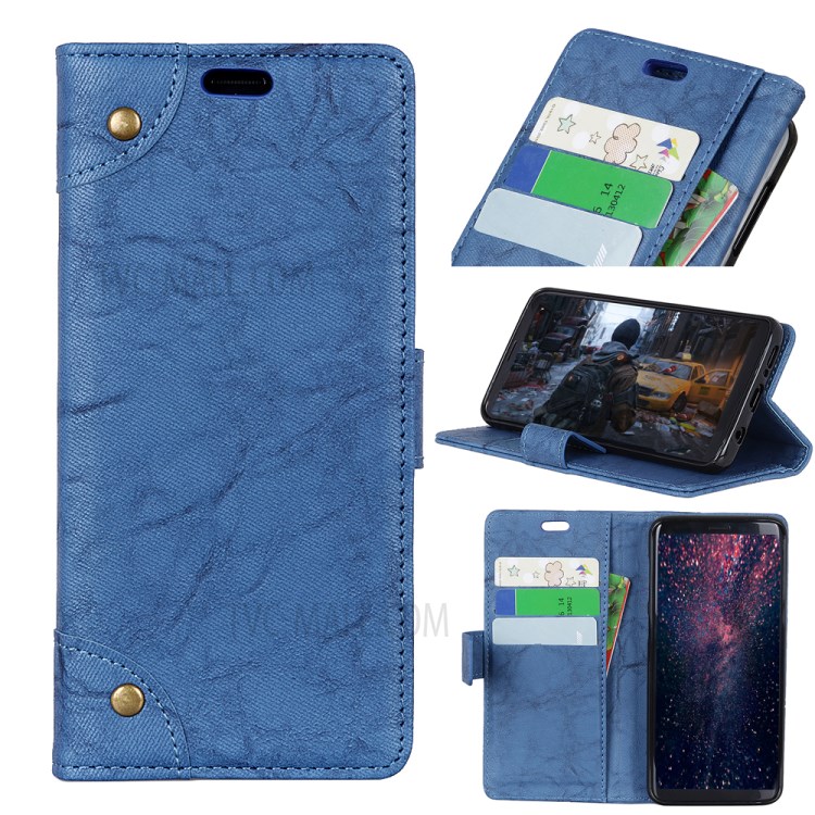 Case Nokia 5.1 Plus / Pre-order * กระเป๋าสตางค์หนังสไตล์วินเทจ ตกแต่งด้วยกระดุมทองเหลือง *