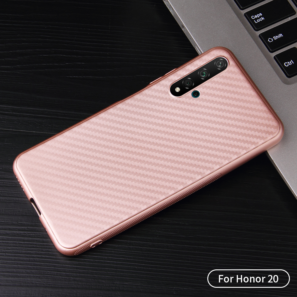 Case Huawei Nova 5T / พร้อมส่ง * เคสคาร์บอนไฟเบอร์ Skin Soft TPU - สีกุหลาบทอง *