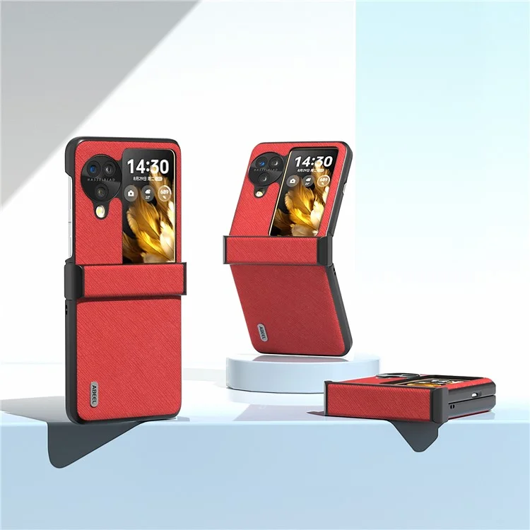 Case Find N3 Flip # Pre-Order * ABEEL เคสป้องกันบานพับ กันลื่น ผลิตจากหนังวัวแท้เคลือบวัสดุ PC แบบมีพื้นผิวไขว้ *