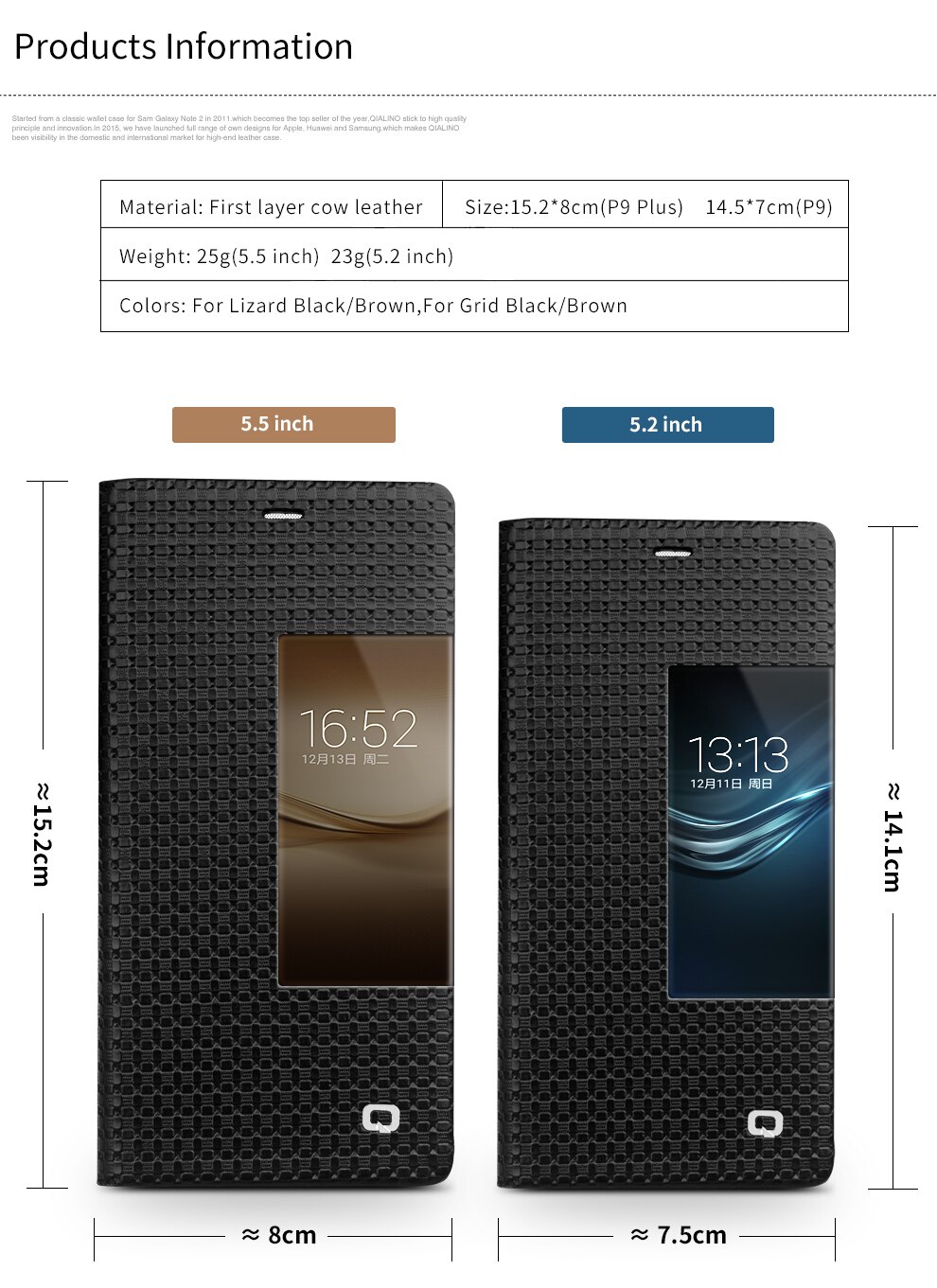 Case Huawei P9 Plus / Pre-order * QIALINO เคสหนังแท้ ฟังก์ชั่นปลุก / นอนหลับอัตโนมัติ *