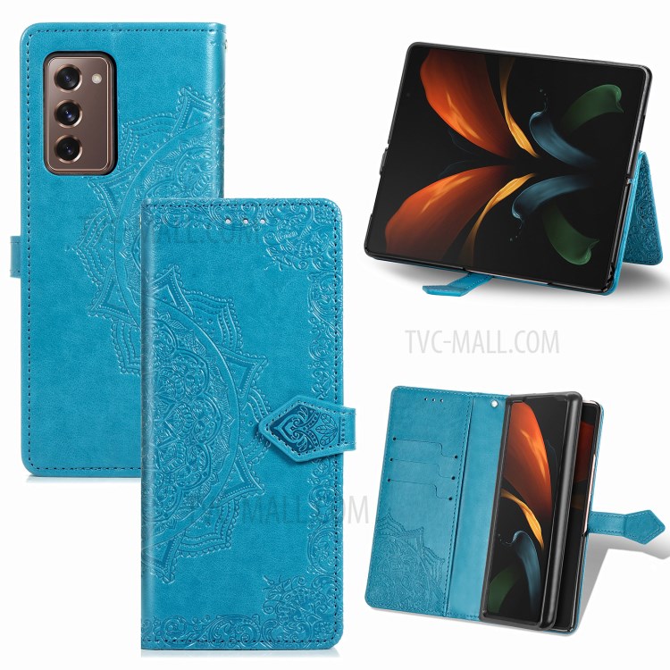 Case Galaxy Z Fold 2 5G / Pre-Order * เคสกระเป๋าสตางค์หนัง PU ลายดอกไม้ Mandala ลายนูน *