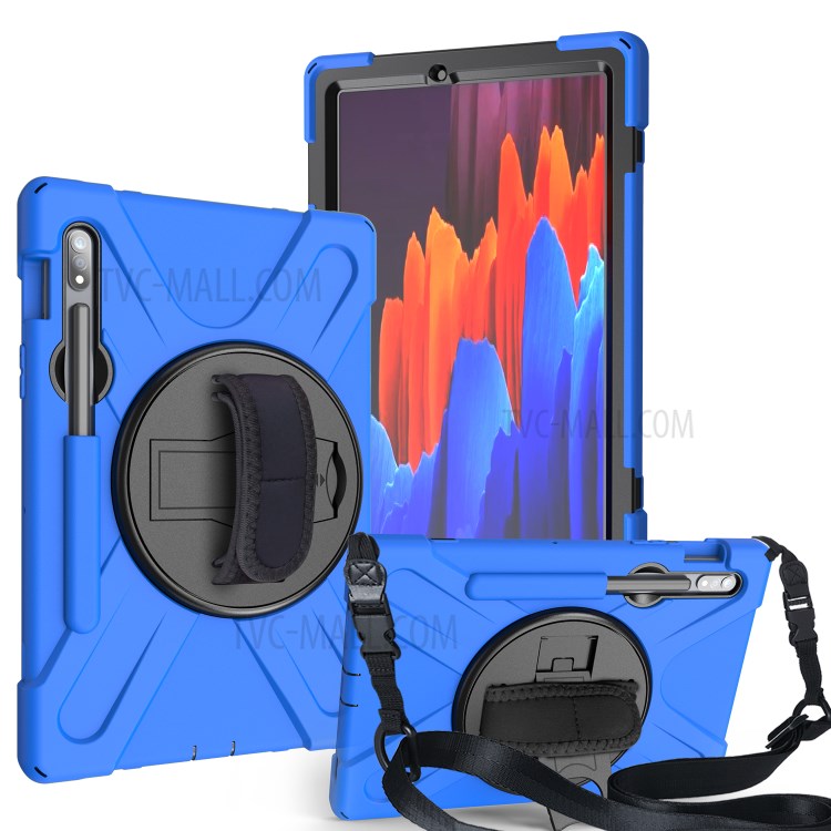 Case Samsung Galaxy Tab S7 / Pre-Order * เคสขาตั้งแบบหมุนได้ 360 °สายคล้องที่มีประโยชน์ PC + เคสแท็บเล็ตผสมซิลิโคนพร้อมสายคล้องไหล่ *