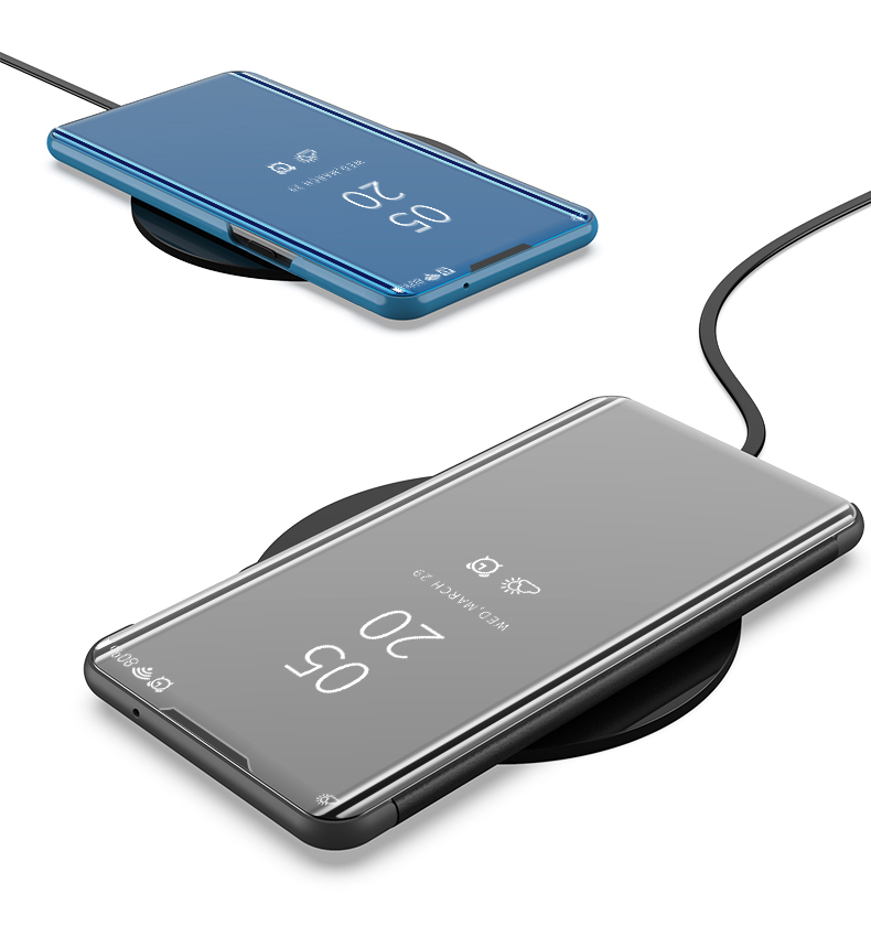 Case Realme 6 Pro / Pre-Order * เคสดูหน้าต่างกระจกชุบหนังพื้นผิว ทำจากวัสดุหนัง PC + PU หน้าต่างโปร่งแสงเพื่อการดูข้อมูลที่ง่าย *