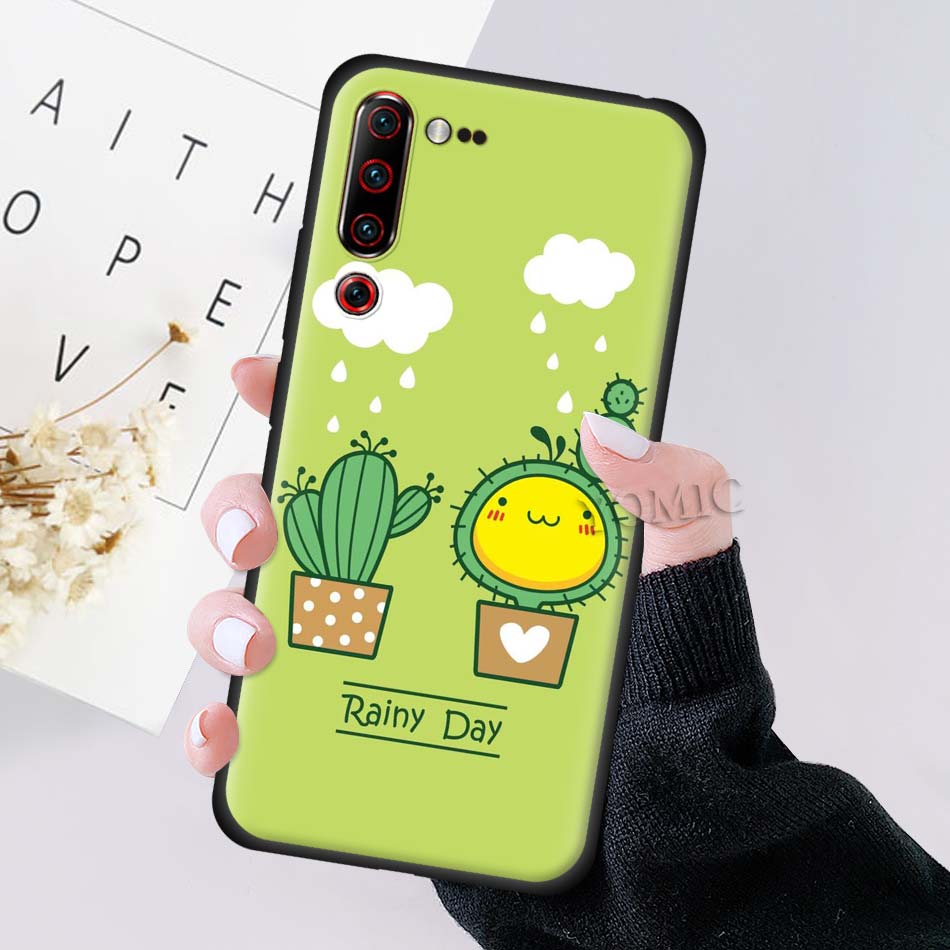 Case Lenovo Z6 Pro / Pre-Order * ต้นกระบองเพชรสีเขียวน่ารัก เคสซิลิโคนพิมพ์ลาย วัสดุ: ที่มีคุณภาพสูงสีดำซิลิโคนอ่อนนุ่ม *