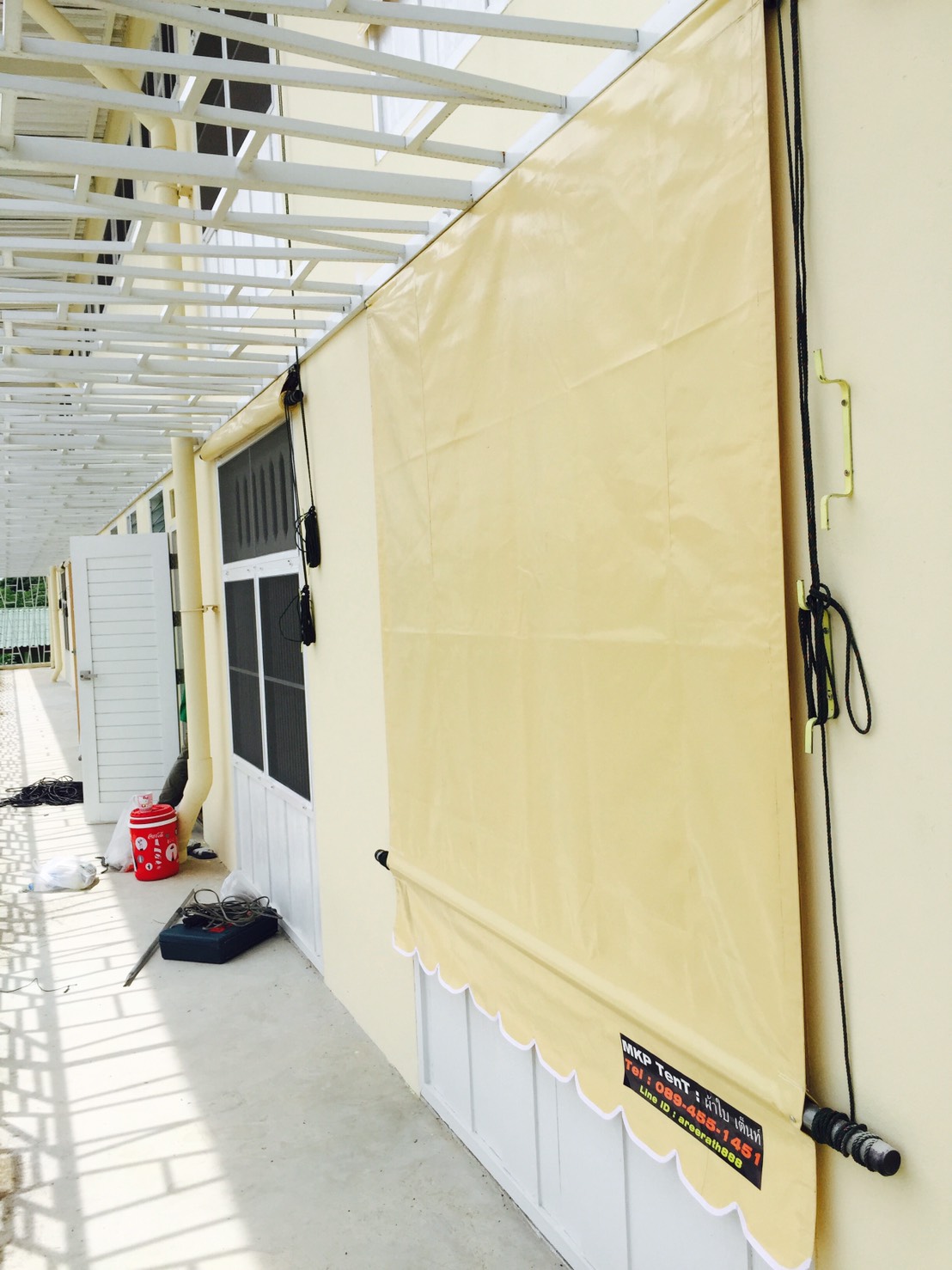 ผ้าใบชักรอก กว้าง 6เมตร สูง 5.5มตร (ไม่รวมเสาค้ำ) กันสาดผ้าใบ ชักรอกผ้าใบ ผ้าใบม้วนขึ้นลง ผ้าใบม้วนเก็บได้ ผ้าใบตลาดนัด มีทุกสี 6m x 5.5m