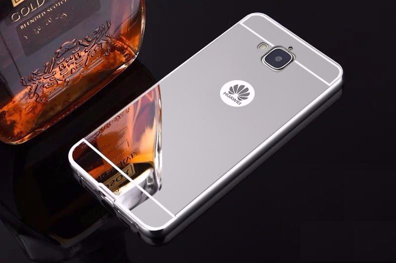 Case Huawei Y6 / Pre-order * Bumpers 2in1 แกร่งกันชนโลหะ + พลาสติกแผ่นหลังเงาเหมือนกระจก *