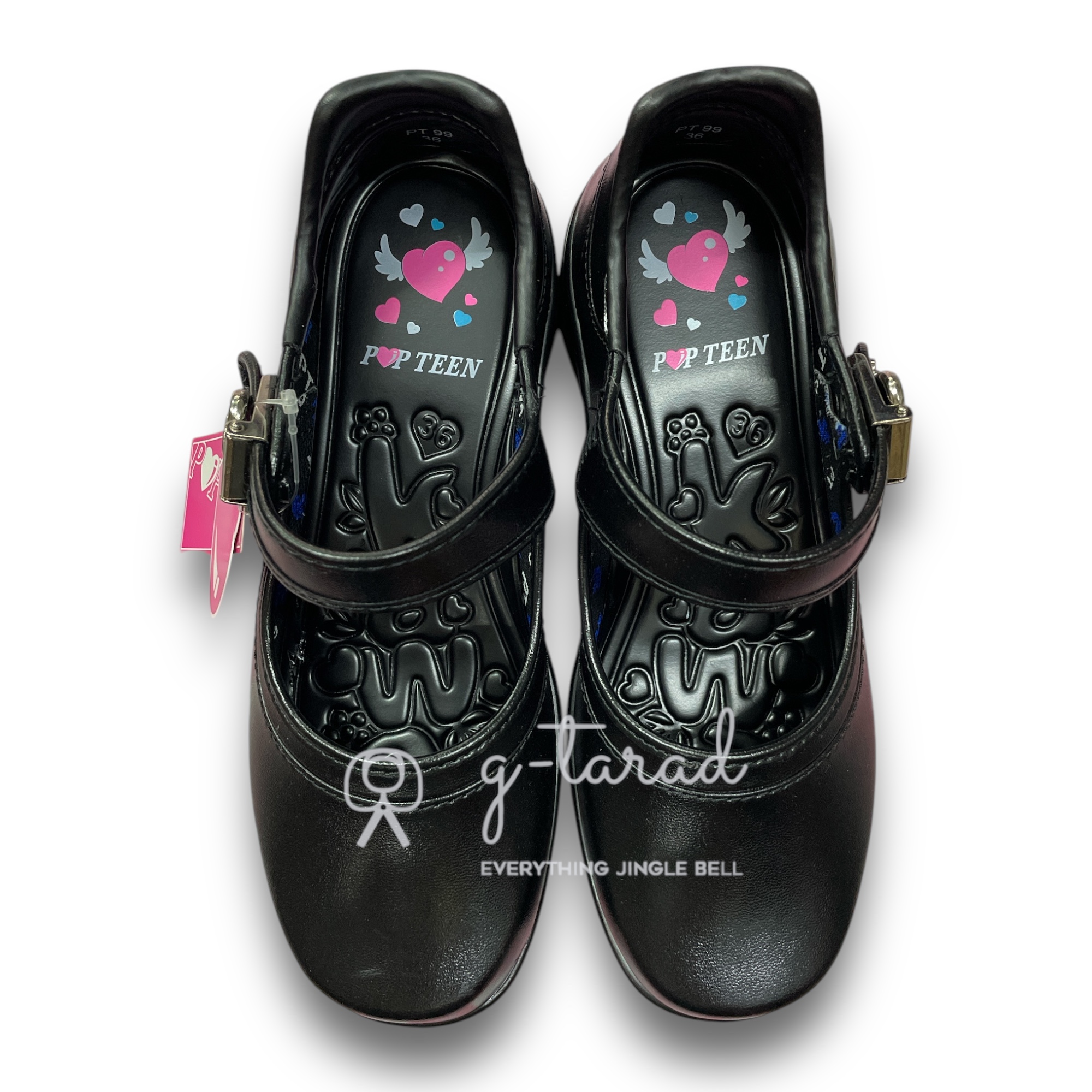 รองเท้านักเรียนหญิงป๊อปทีน รุ่นหัวใจกลิตเตอร์ No.30-42 ใหม่ล่าสุด