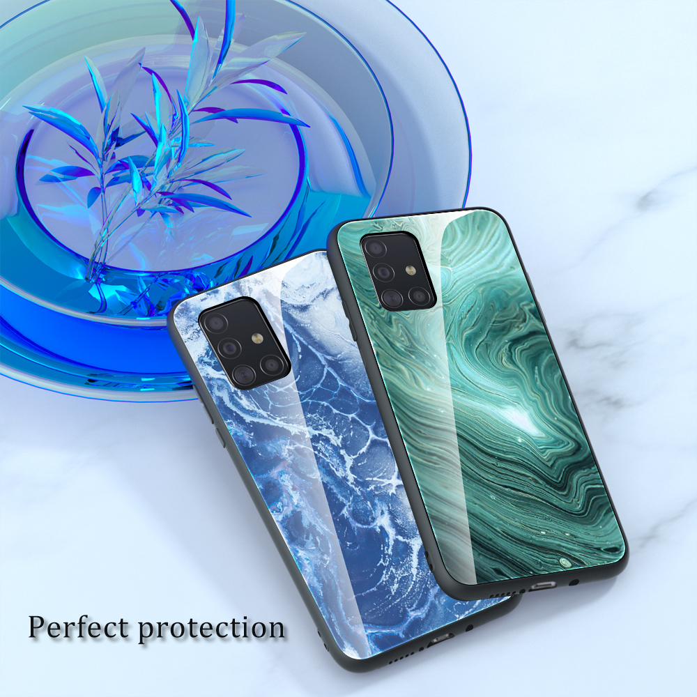 Case Samsung Galaxy A51 / Pre-order * เคสลายหินอ่อนเนื้อกระจกนิรภัยปกหลัง + TPU Combo *